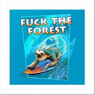 SURFING SLOTHS Posters and Art